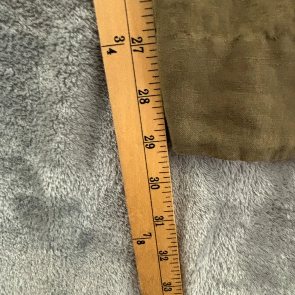 Zara Linen Wide Leg Crop Pant Woman XL Olive Green Paperbag Waist Belted